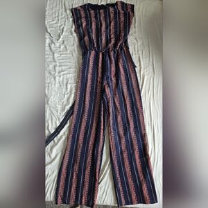 Enfocus Studio Navy Striped Jumpsuit